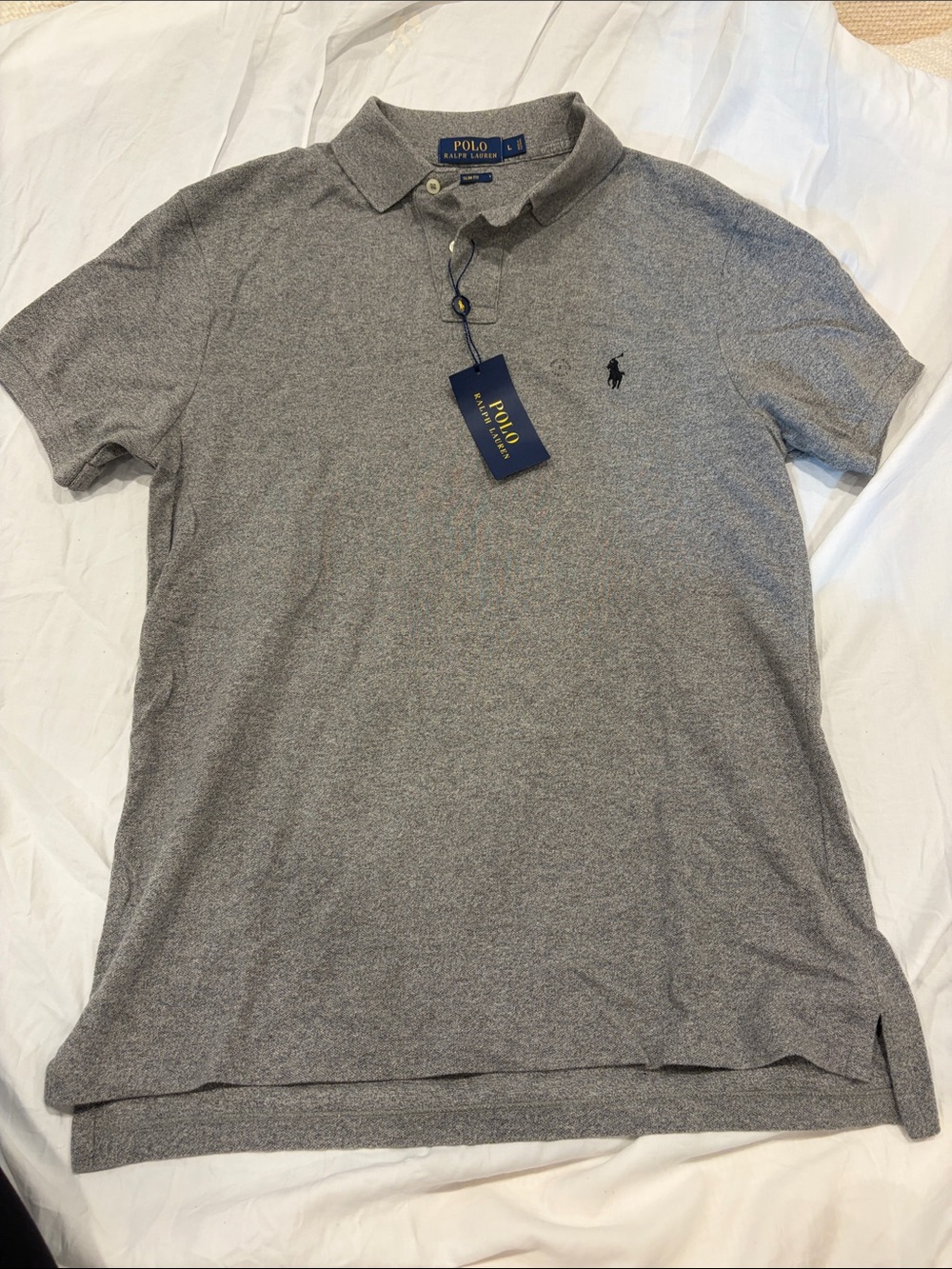 Polo by Ralph Lauren Large Men’s  Heather Gray Short Sleeve Polo NWT
